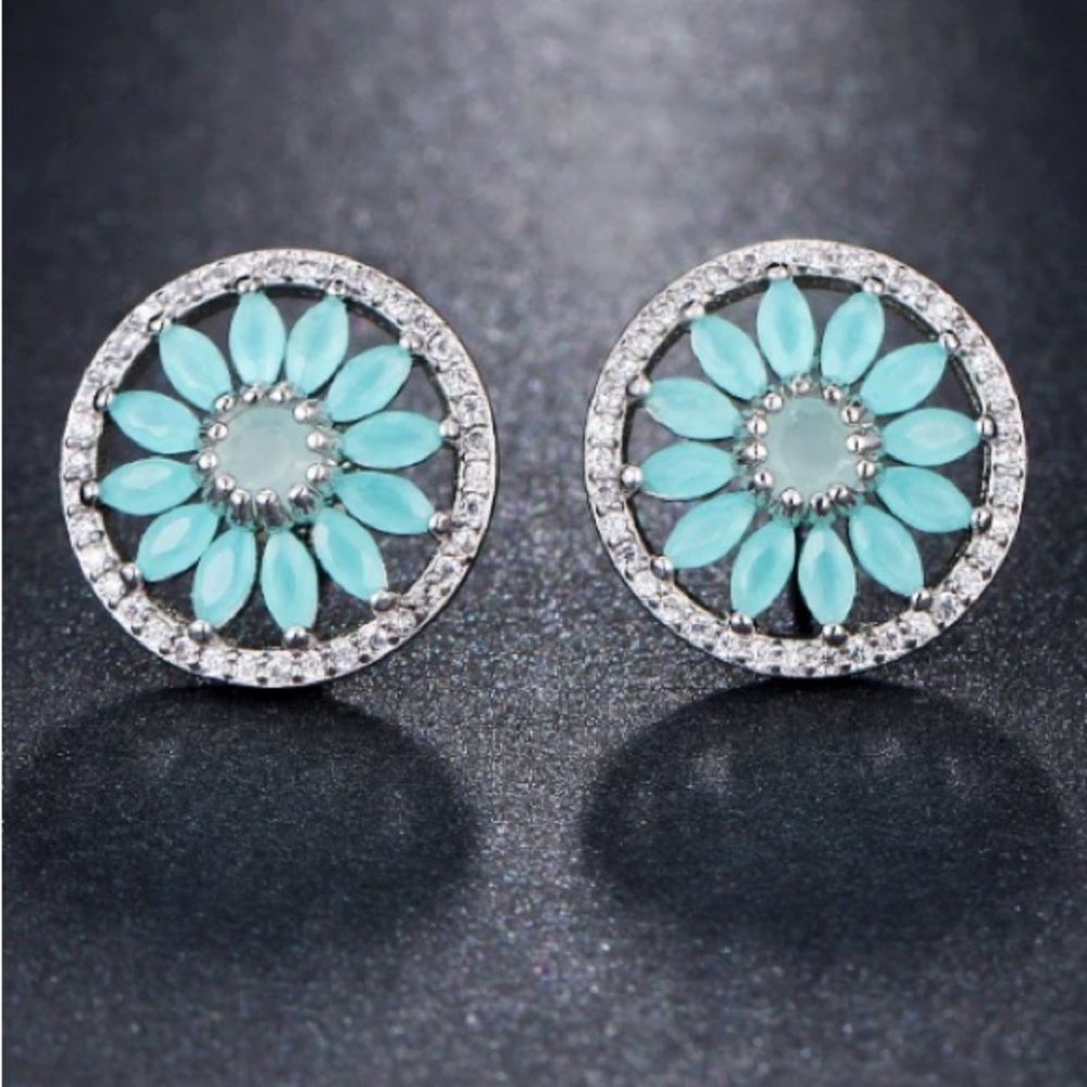 Gorgeous pastel colored flower studs with Swarovski elements